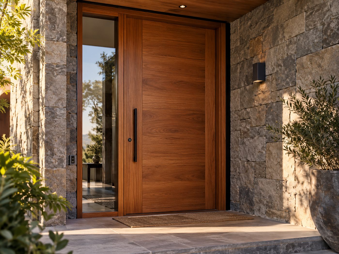 Puerta de acceso de madera maciza